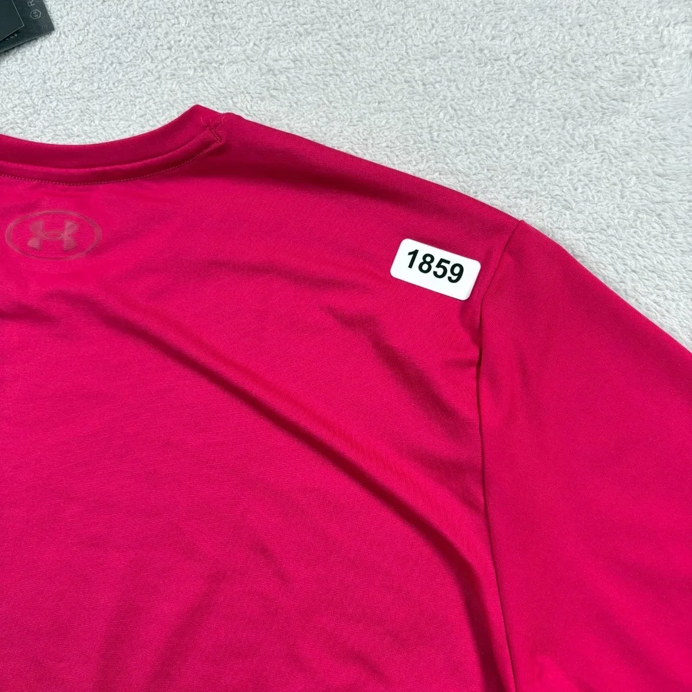 Under Armour Rush Vanish Energy T Shirt Men Medium Pink Stretch Embroidered Logo
